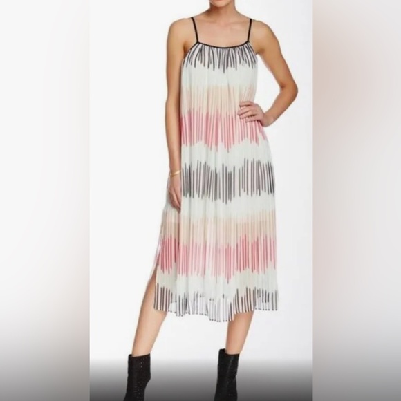 Alice + Olivia striped multi-color pink/black ‘Zuri’ midi/maxi dress - size M - Picture 1 of 10